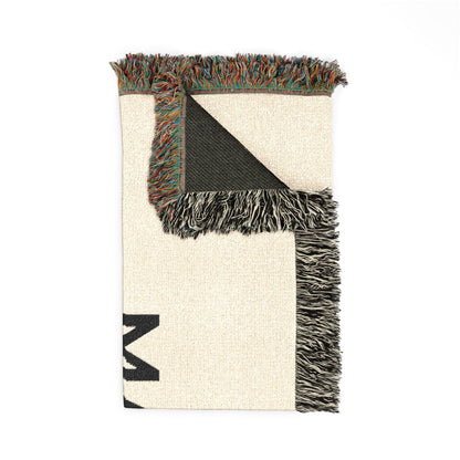 Custom woven blanket from Printify featuring a personalized design, soft throw blanket with intricate woven pattern.