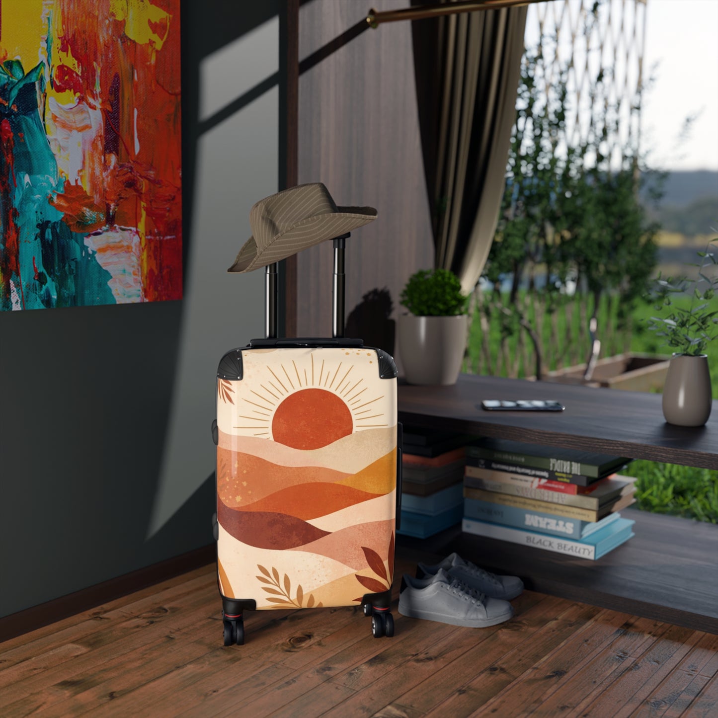 Sunset Landscape Suitcase Cover — Boho Travel Luggage Protector