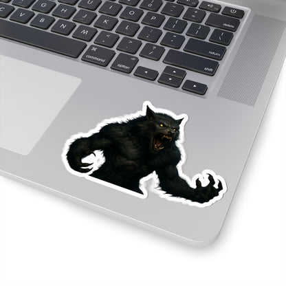 Fierce Werewolf Kiss-Cut Sticker from Printify featuring a snarling werewolf design on paper, perfect for Halloween gift ideas.