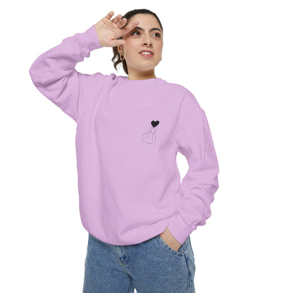 Unisex Garment-Dyed Sweatshirt with Heart Design - Cozy & Stylish