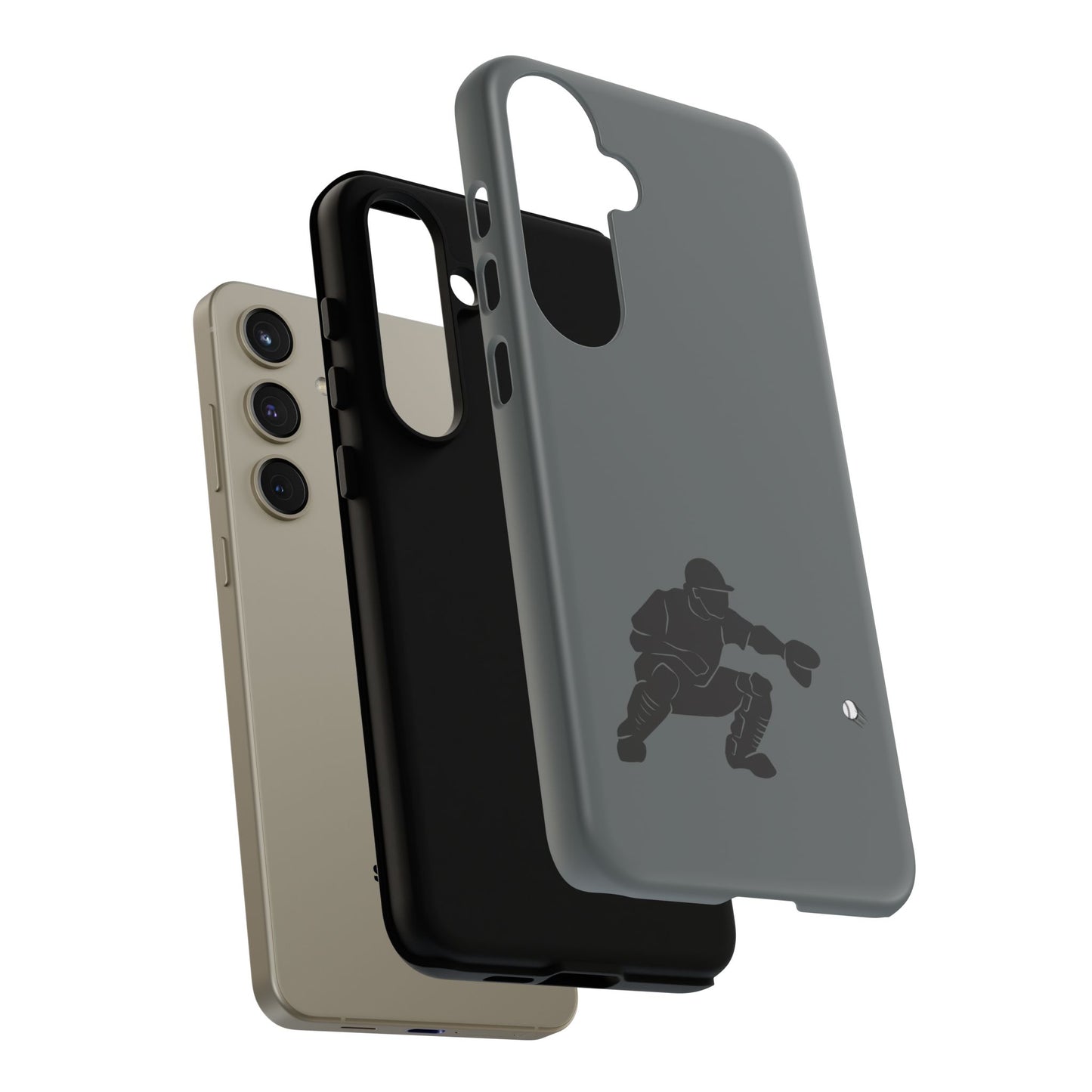 Printify baseball catcher phone case, tough protective cover with detailed catcher design for iPhone or smartphone.