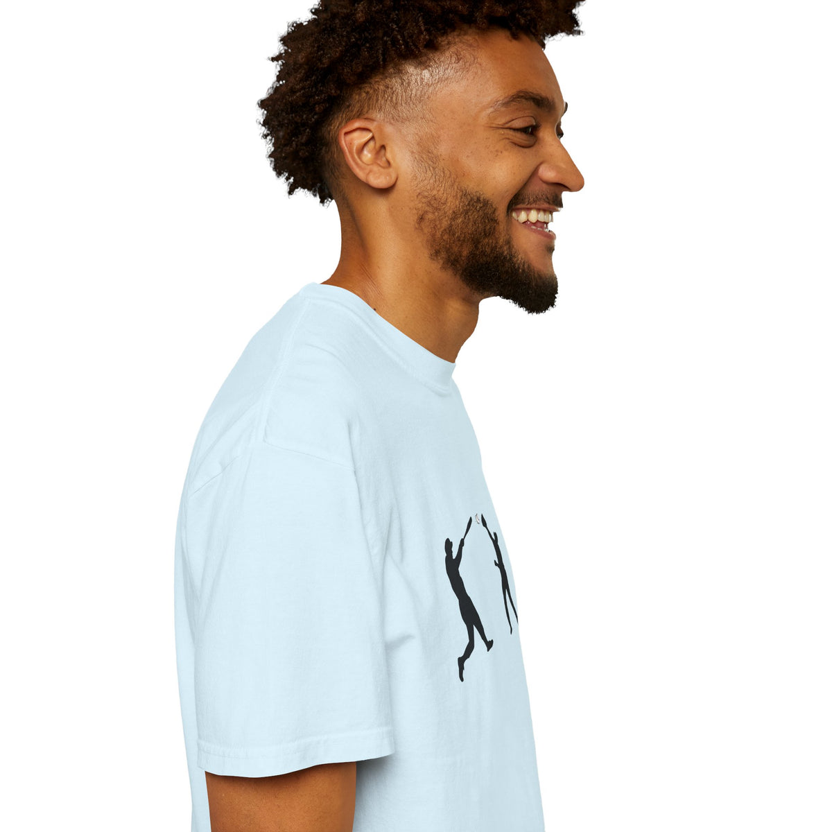 Black baseball silhouette graphic T-shirt for men, featuring minimal baseball player design on a casual crew neck tee.