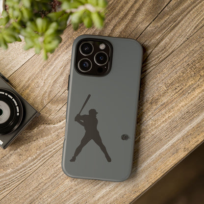 Black iPhone case featuring a white baseball silhouette design, providing rugged protection and sporty style.