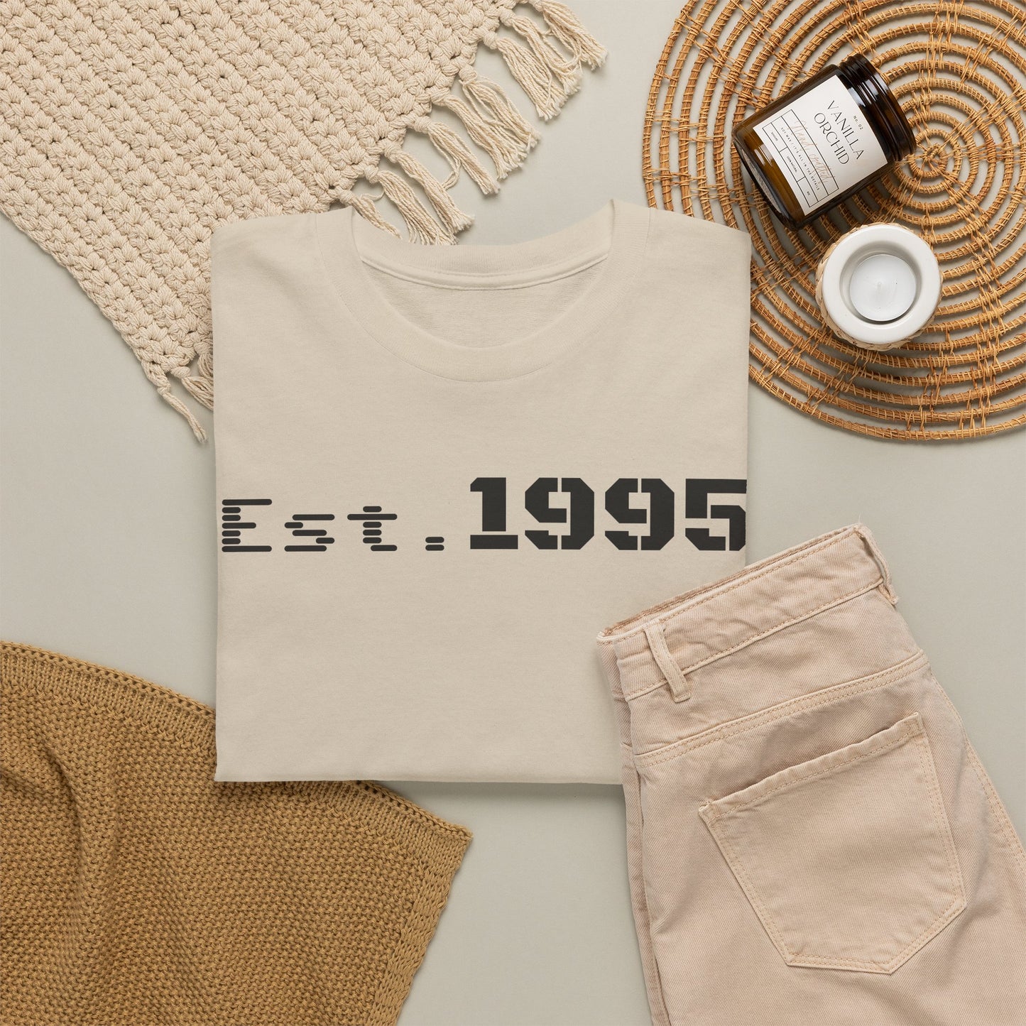 Unisex Heavy Cotton Tee - Est. 1995, Vintage Birthday Gift, Customizable Tee, Retro Unisex Shirt, Casual Everyday Wear