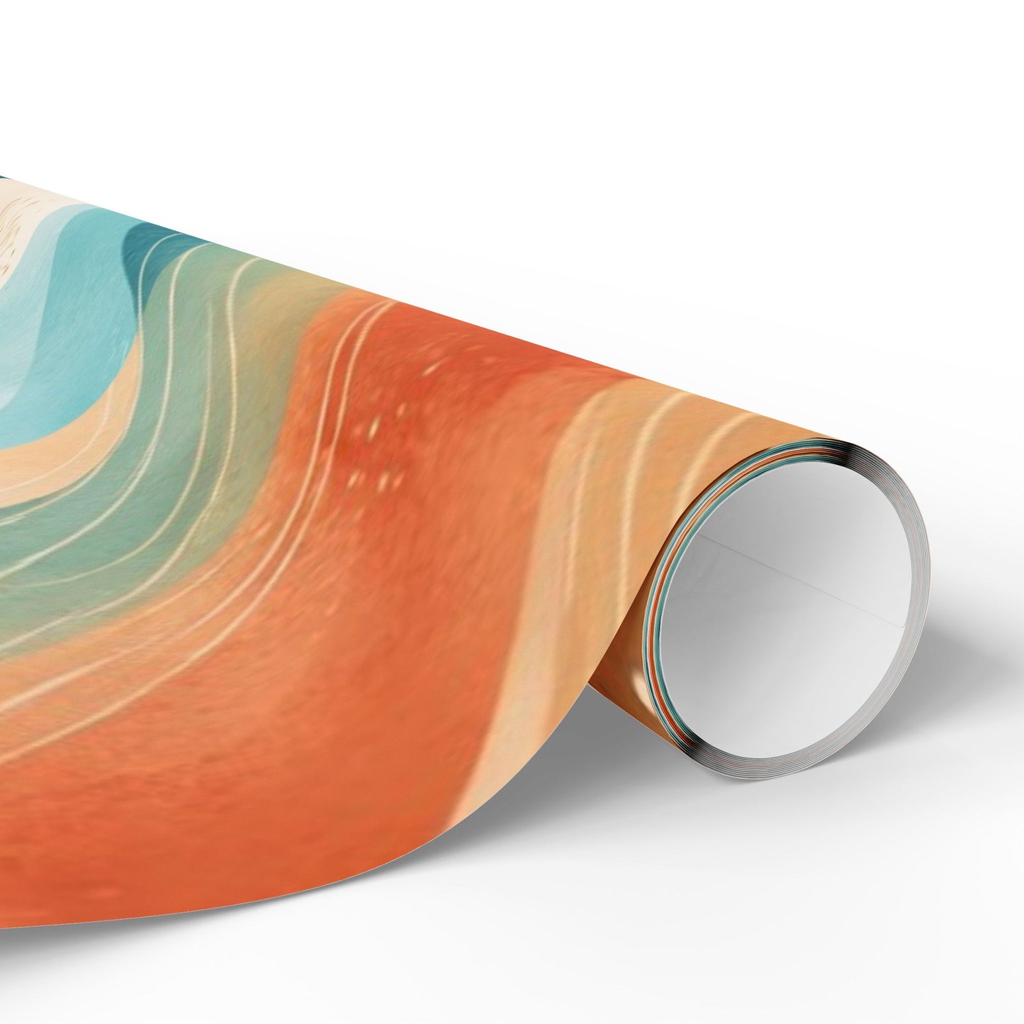 Abstract Wave Wrapping Paper Roll — Teal & Coral Modern Gift Wrap
