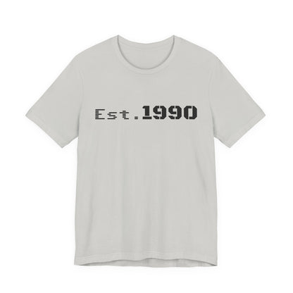 Vintage Est. 1990 T-Shirt by Printify featuring a classic design celebrating the birth year on a casual tee.