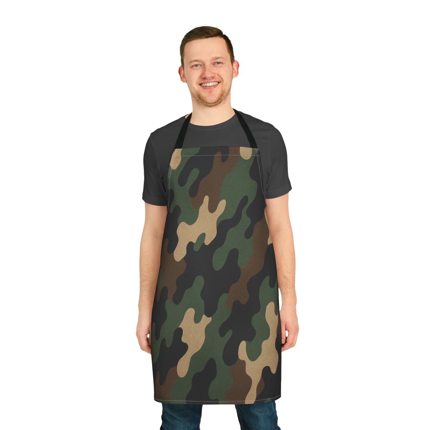 Camo Kitchen Apron, Cooking Gift for Him or Her, BBQ Apron with 5-Color Straps