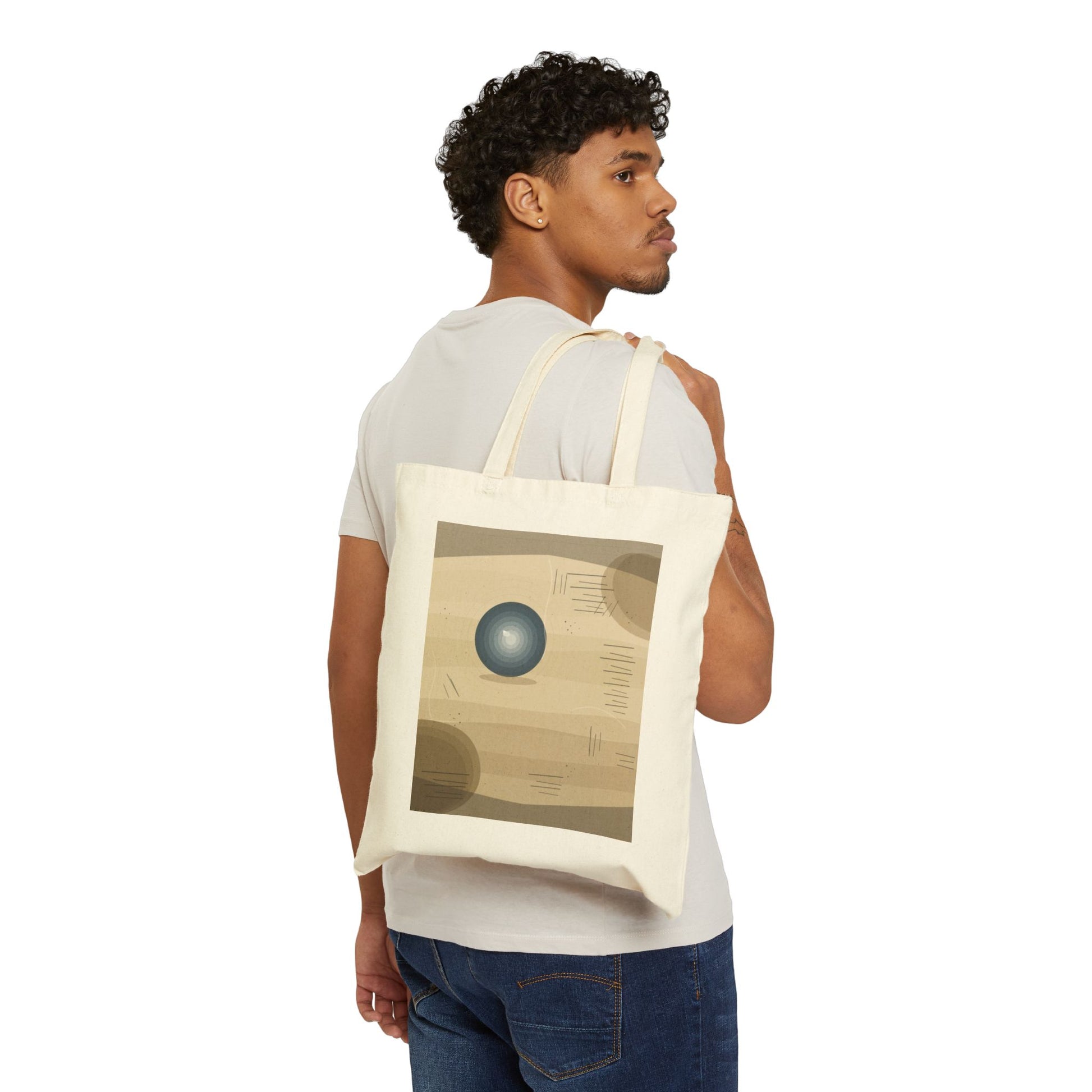 Minimalist Orb Abstract Tote Bag | Geometric Earth Tone Art - TRV