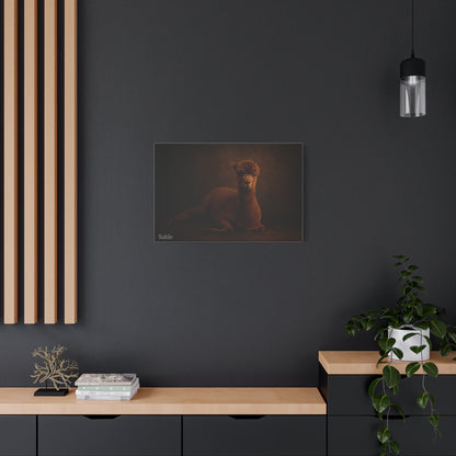 Alpaca portrait printed on matte canvas, showcasing a detailed and vibrant alpaca image in a natural setting.