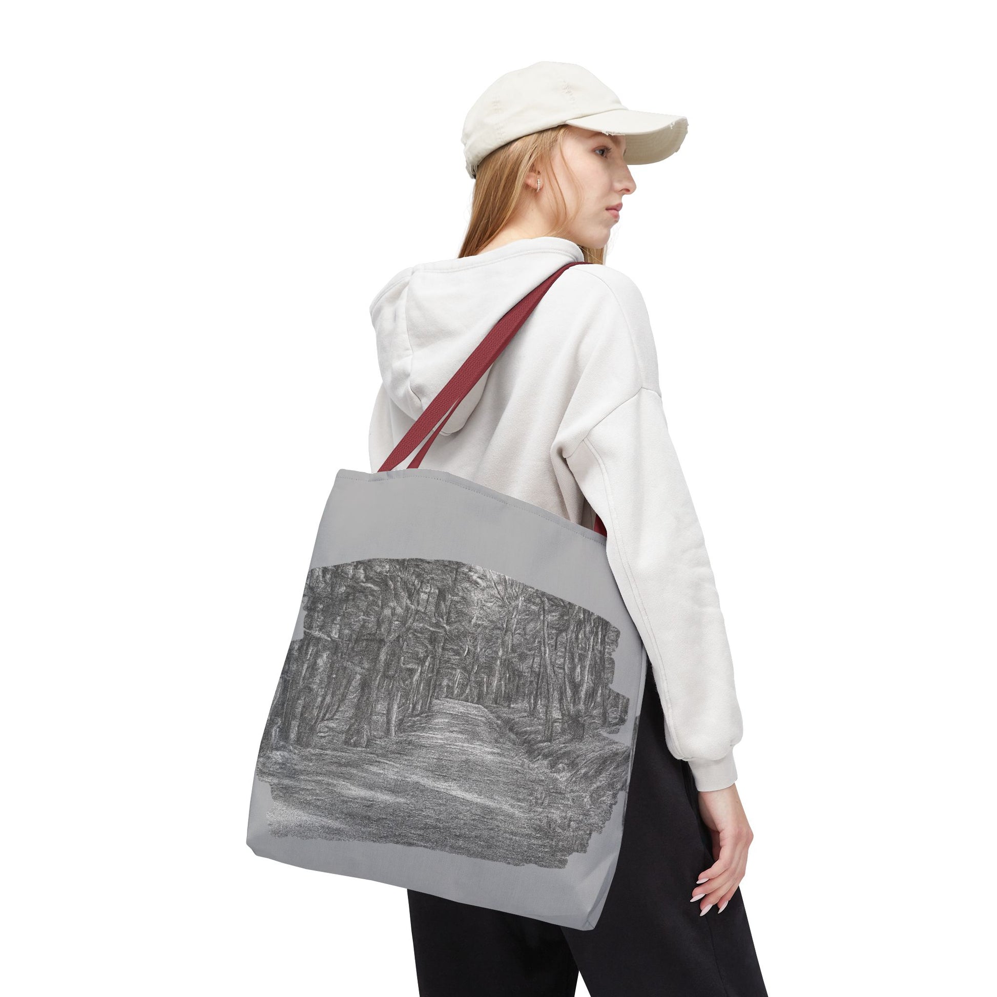 Scenic Path Tote Bag, Reversible Tote, Eco-Friendly Shopper, Outdoor Adventure Bag, Gift for Nature Lovers, Stylish Carryall - TRV