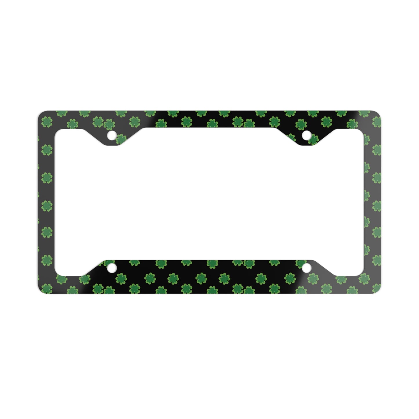 St. Patrick's Clover Metal License Plate Frame — Green Shamrock Pattern