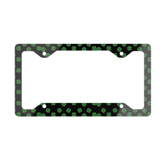 St. Patrick's Clover Metal License Plate Frame — Green Shamrock Pattern