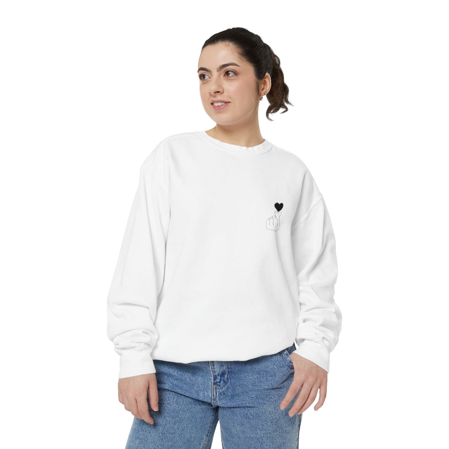 Unisex Garment-Dyed Sweatshirt with Heart Design - Cozy & Stylish