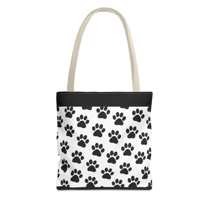 Eco-friendly paw print tote bag by Printify, durable carryall with paw print design, ideal gift for dog and cat lovers.