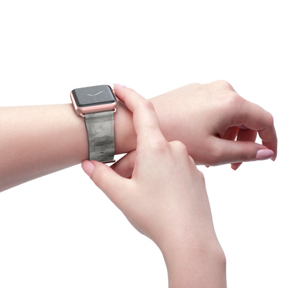 Gray watercolor camouflage Apple Watch band with abstract design, neutral tones, and comfortable accessory fit.