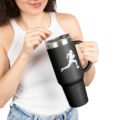 Football Player Coffee Tumbler, Insulated Travel Mug for Active Lifestyles, Sporty Drinkware for On-the-Go, Perfect Gift for Athletes