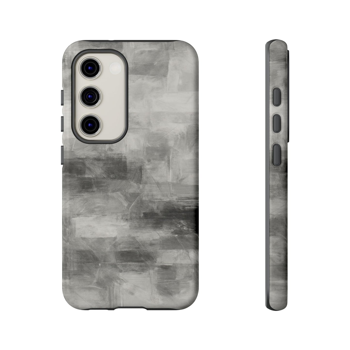 Abstract gray grid phone case for iPhone, tough protective cover by Printify with modern geometric design.