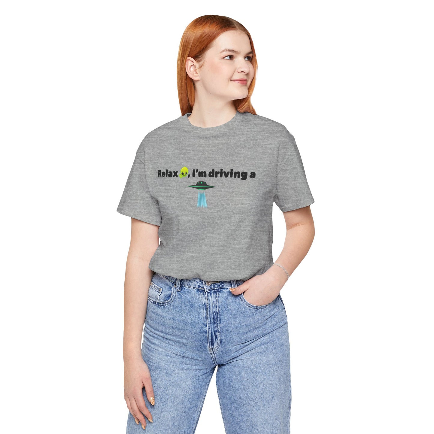 Alien Driving Unisex Tee - Fun Casual Shirt, Gifts for UFO Lovers, Quirky Humor T-Shirt, Perfect for Road Trips, Unique Birthday Present