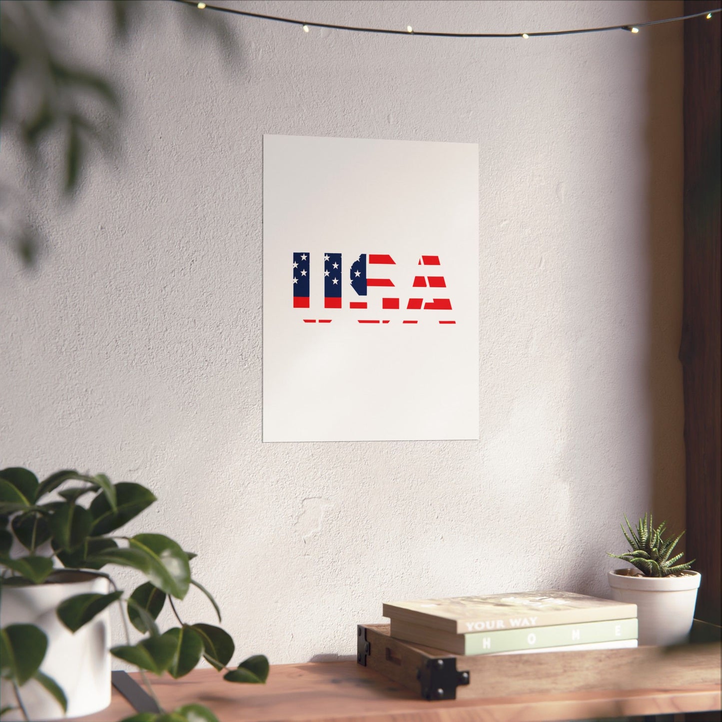 USA Patriotic Wall Art Poster, Red White Blue Home Decor, Fourth of July Decoration, American Flag Art, Independence Day Gift