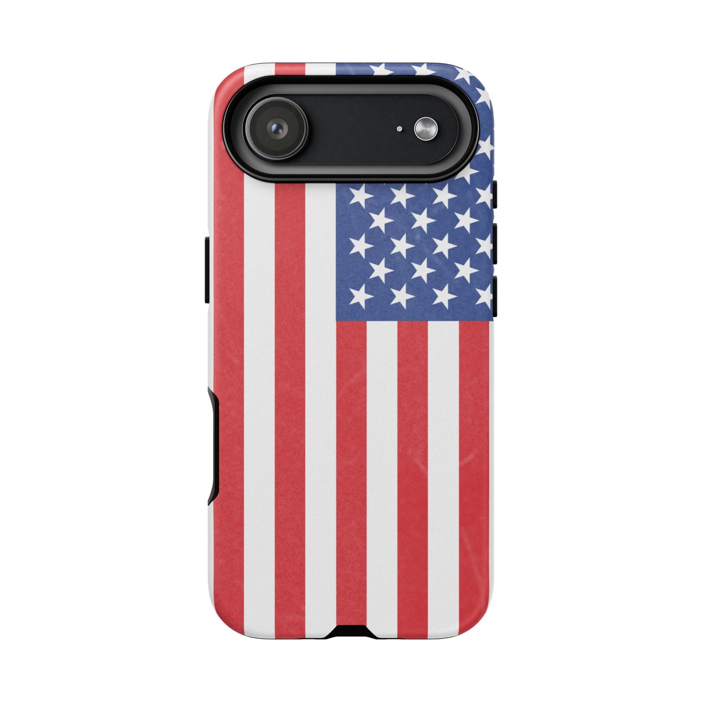 American flag tough phone case for iPhone by Printify, durable patriotic design with bold flag pattern on protective cover.