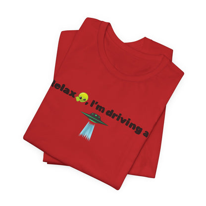 Alien Driving Unisex Tee - Fun Casual Shirt, Gifts for UFO Lovers, Quirky Humor T-Shirt, Perfect for Road Trips, Unique Birthday Present