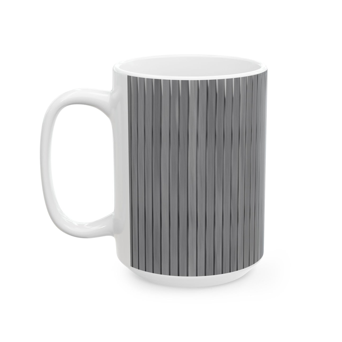 Gray Vertical Stripe Ceramic Mug — Modern Minimalist Coffee Cup (11oz, 15oz)