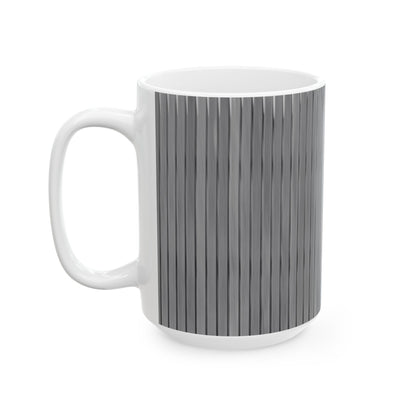 Gray Vertical Stripe Ceramic Mug — Modern Minimalist Coffee Cup (11oz, 15oz)