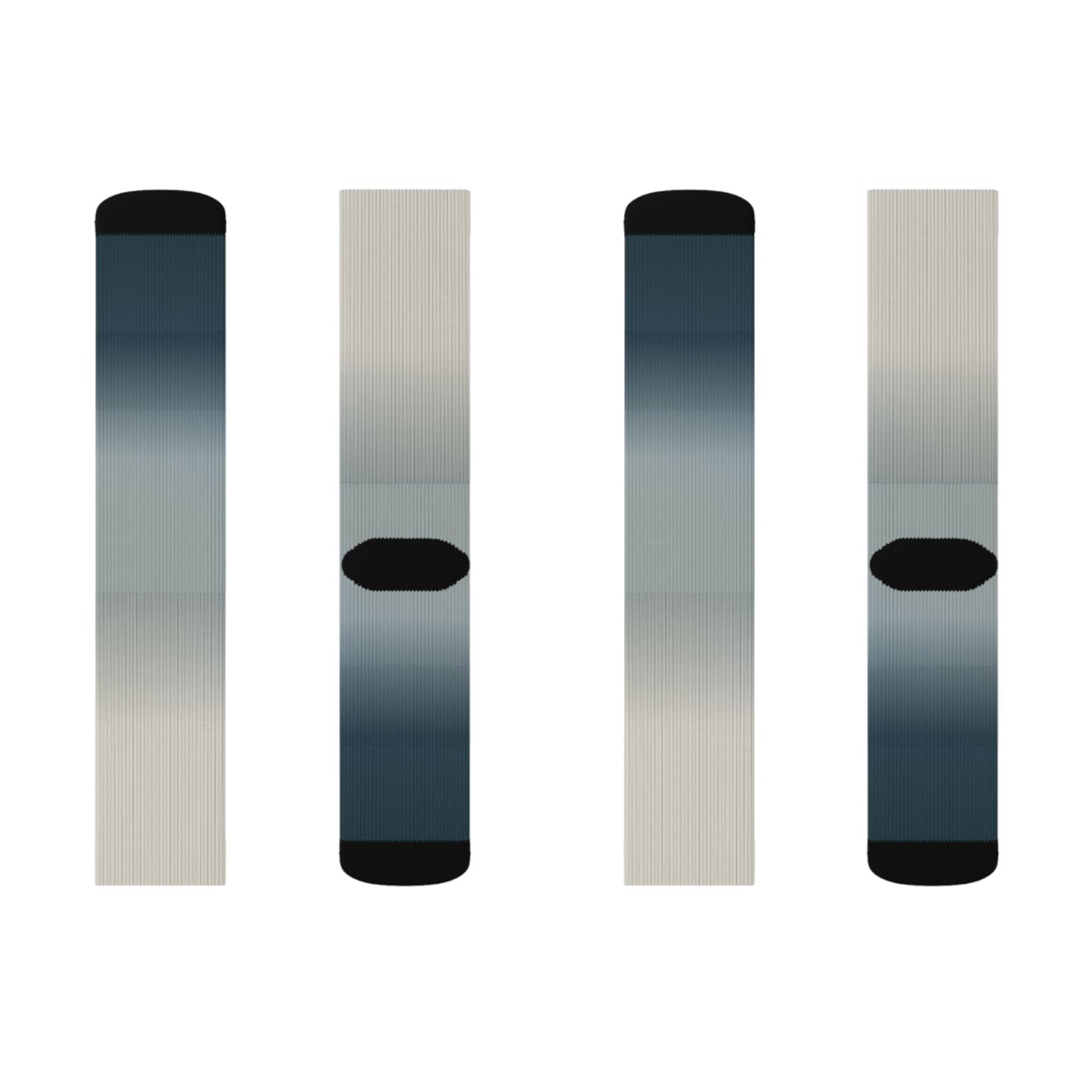 Blue Gray Ombre Sublimation Socks | Gradient Crew Socks