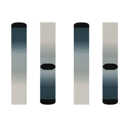 Blue Gray Ombre Sublimation Socks | Gradient Crew Socks