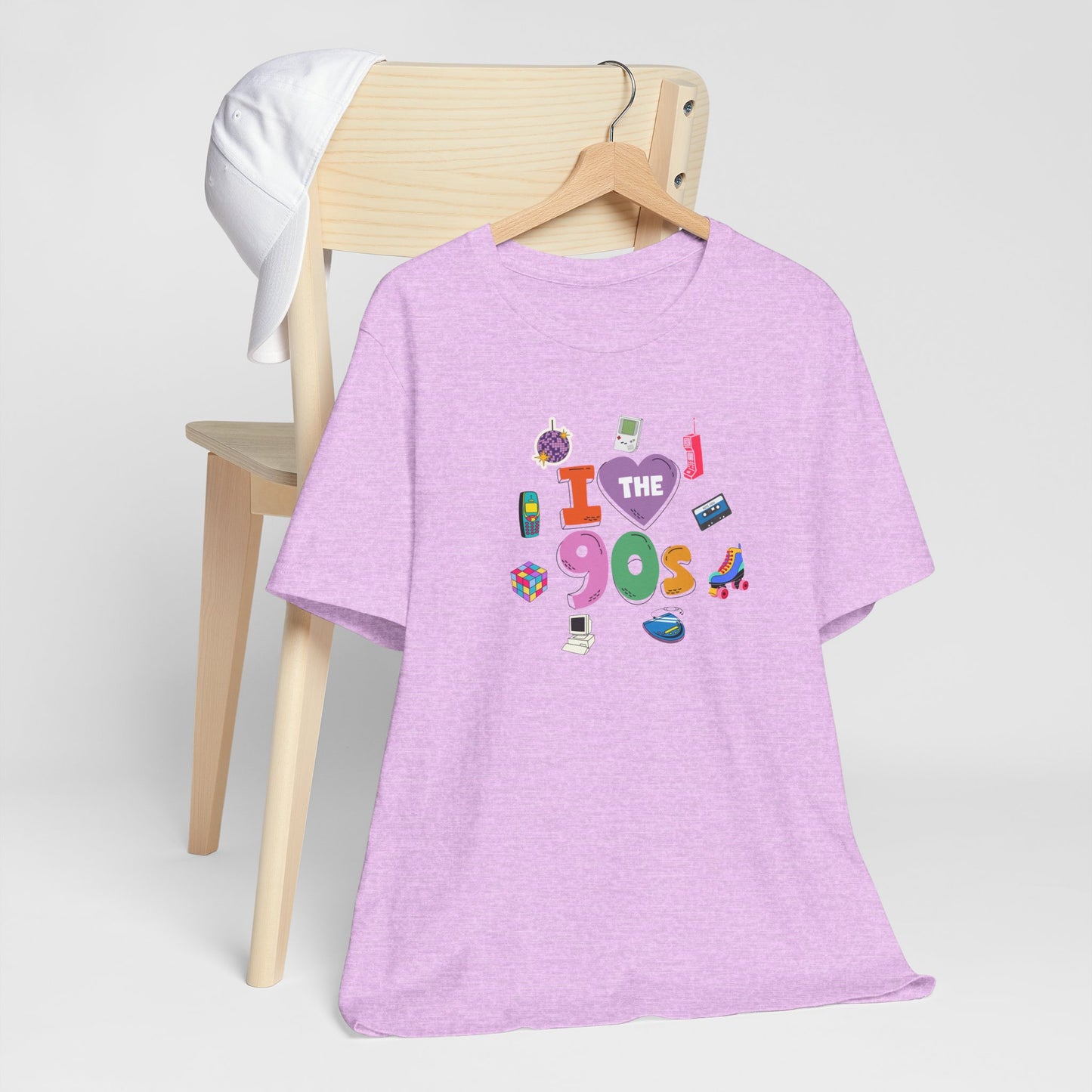 I  Love the 90's Short Sleeve Tee - Retro Graphic Tee, Vintage Style Shirt, Perfect for Casual Outings, 90s Nostalgia Apparel
