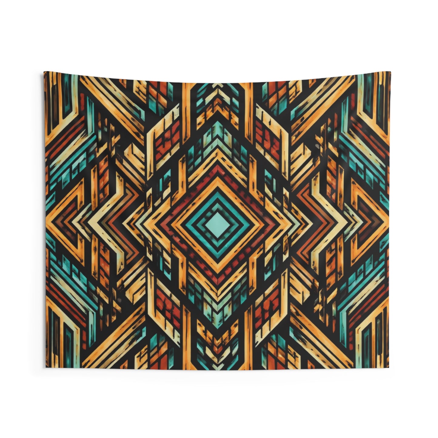 Geometric Tribal Indoor Wall Tapestry — Boho Aztec Pattern for Living Room & Bedroom