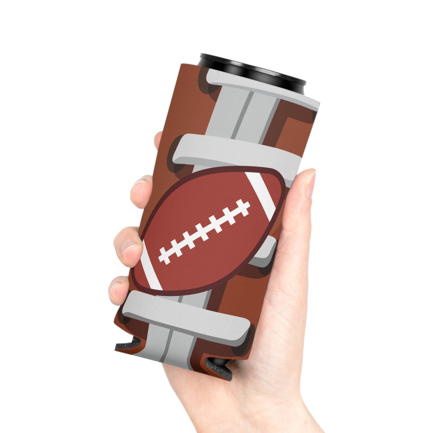 Football Can Cooler for Game Day, Beverage Insulator for Tailgating, Outdoor Parties, Sports Gifts for Fans, Reusable Drink Holder