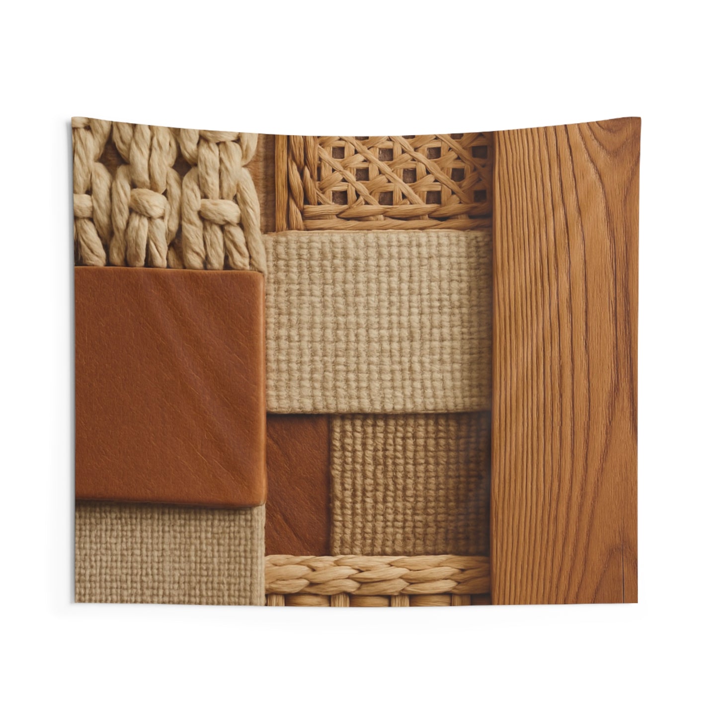 Woven Texture Wall Tapestry — Neutral Boho Patchwork Décor