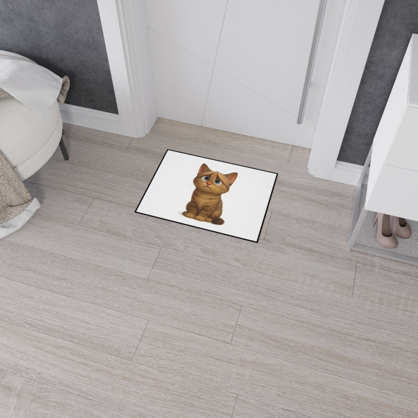 Cute cat-themed floor mat by Printify featuring a playful design, ideal as a heavy-duty entrance mat for cat lovers.