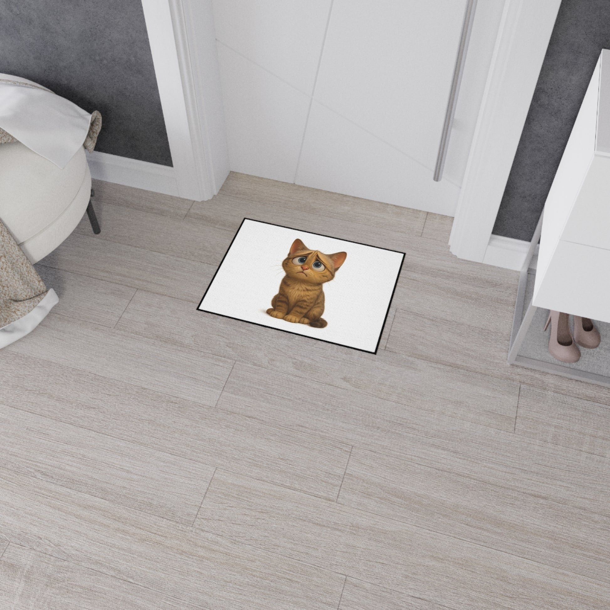 Cute cat-themed floor mat by Printify featuring a playful design, ideal as a heavy-duty entrance mat for cat lovers.