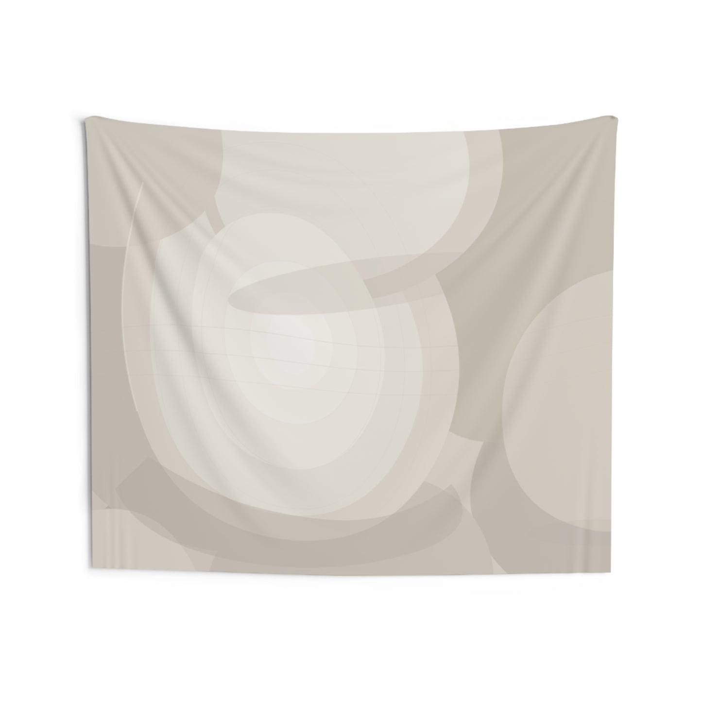 Neutral abstract circles wall tapestry with beige geometric design, perfect for indoor minimalist interior decor.