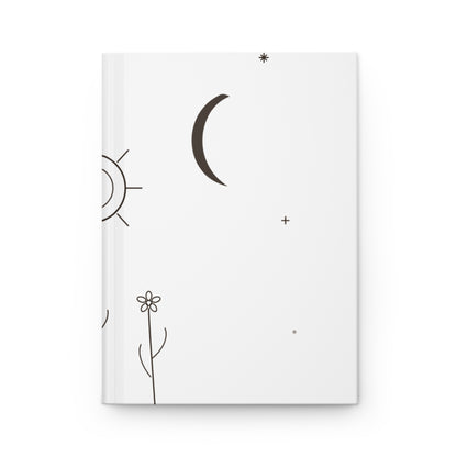 Minimal Moon and Sun Doodle Hardcover Journal | Matte Notebook