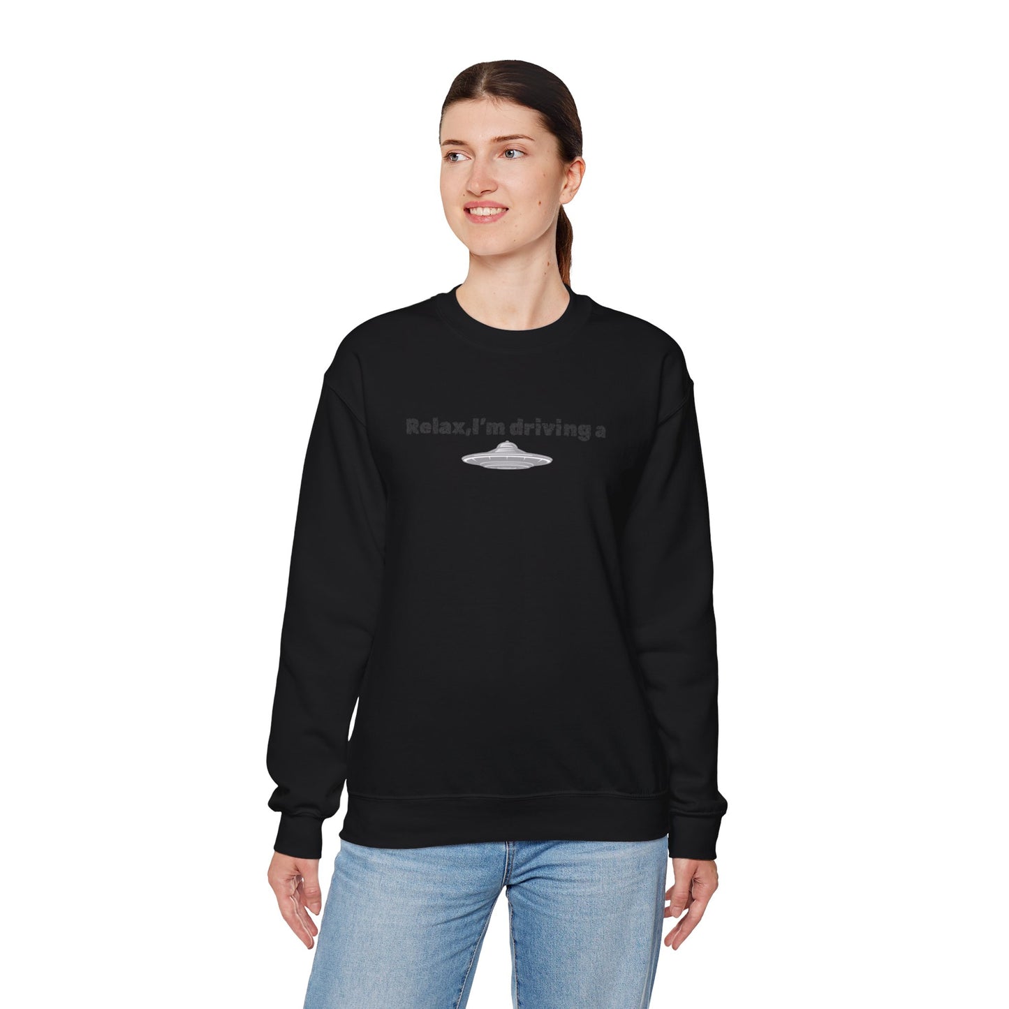 Relaxing UFO Driving Sweatshirt, Funny Gift for UFO Lovers, Unisex Crewneck Pullover, Casual Wear, Space Enthusiast Apparel