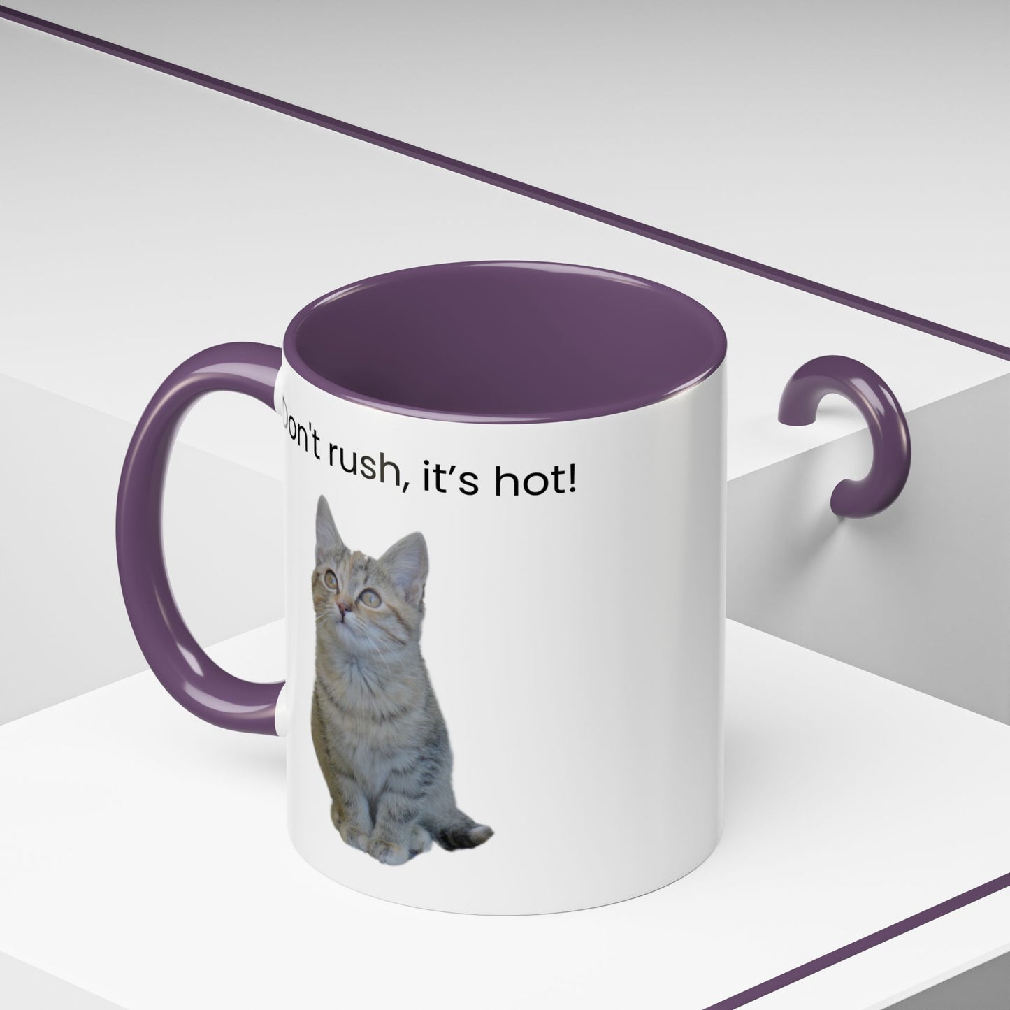 Cute Cat Coffee Mug - "Don't Rush, It's Hot!" - TRV
