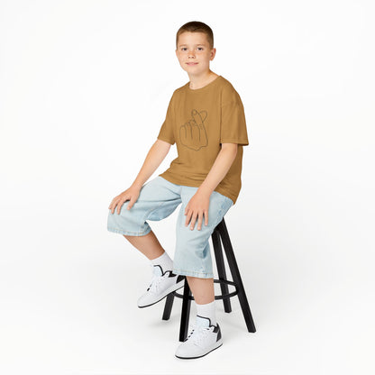Cute Kids Heavy Cotton Tee - K-Pop Inspired Love Gesture