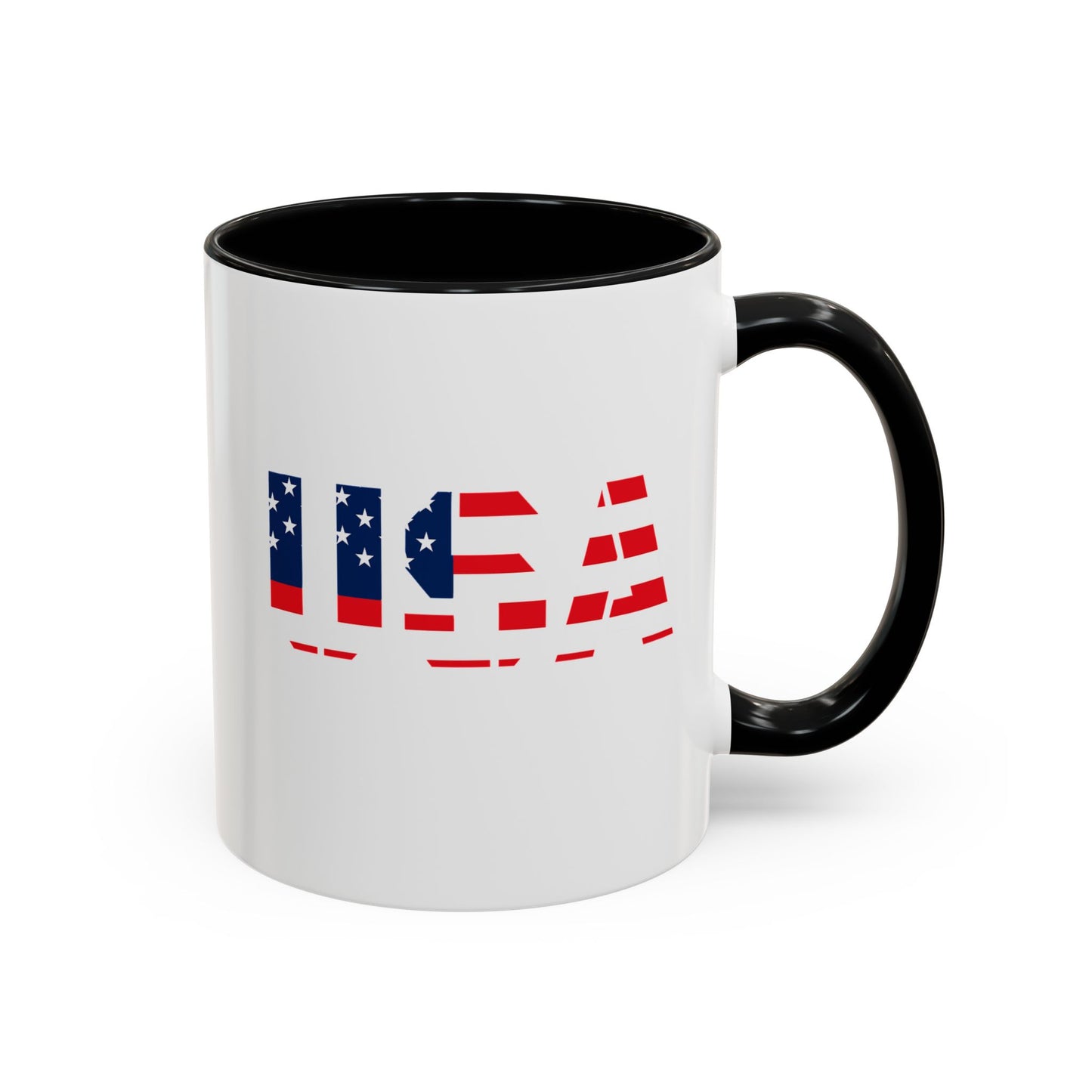 USA Flag Accent Coffee Mug — Patriotic 11/15oz Ceramic Coffee Cup