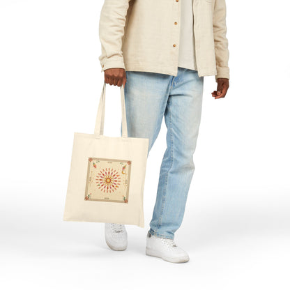 Sunburst Floral Mandala Tote bag | Botanical Boho Canvas Tote