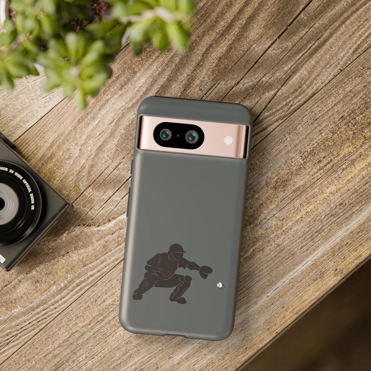 Printify baseball catcher phone case, durable protective cover with baseball glove and ball design for smartphones.