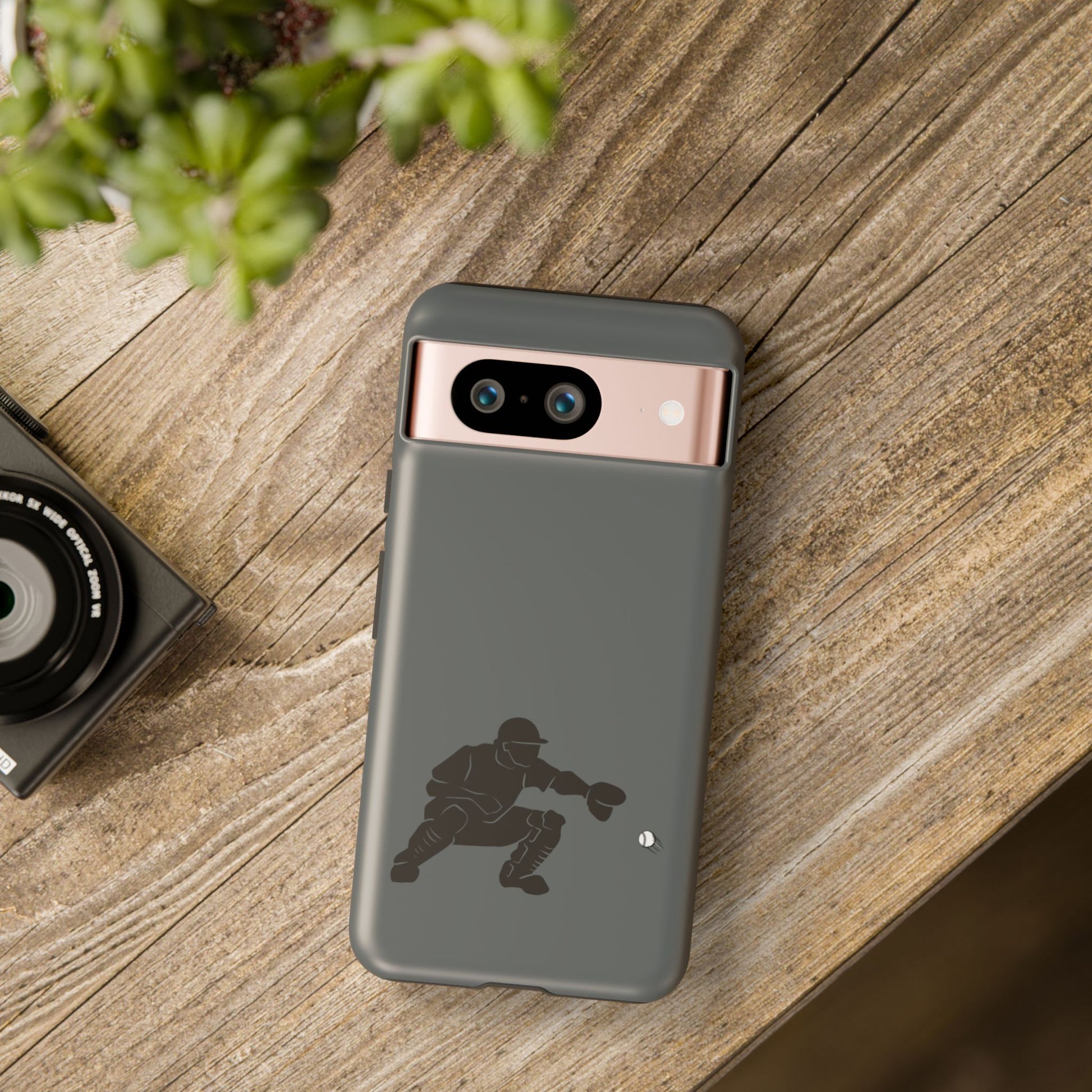 Printify baseball catcher phone case, durable protective cover with baseball glove and ball design for smartphones.