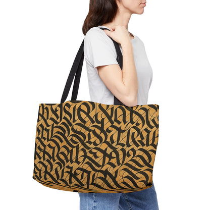 Printify Weekender Tote Bag, stylish carryall with spacious interior, ideal for travel and beach outings.