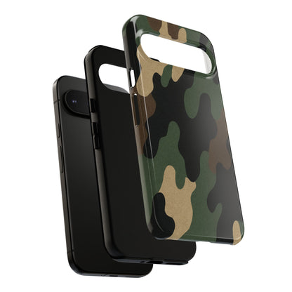 Military green camo tough phone case by Printify, rugged protective cover for smartphones with a durable design.