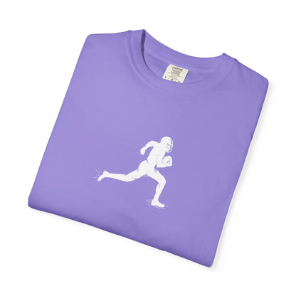 Sporty Unisex Garment-Dyed T-Shirt with Football Player Graphic, Activewear, Casual Wear, Gift for Runners, Fitness Apparel, Everyday Style