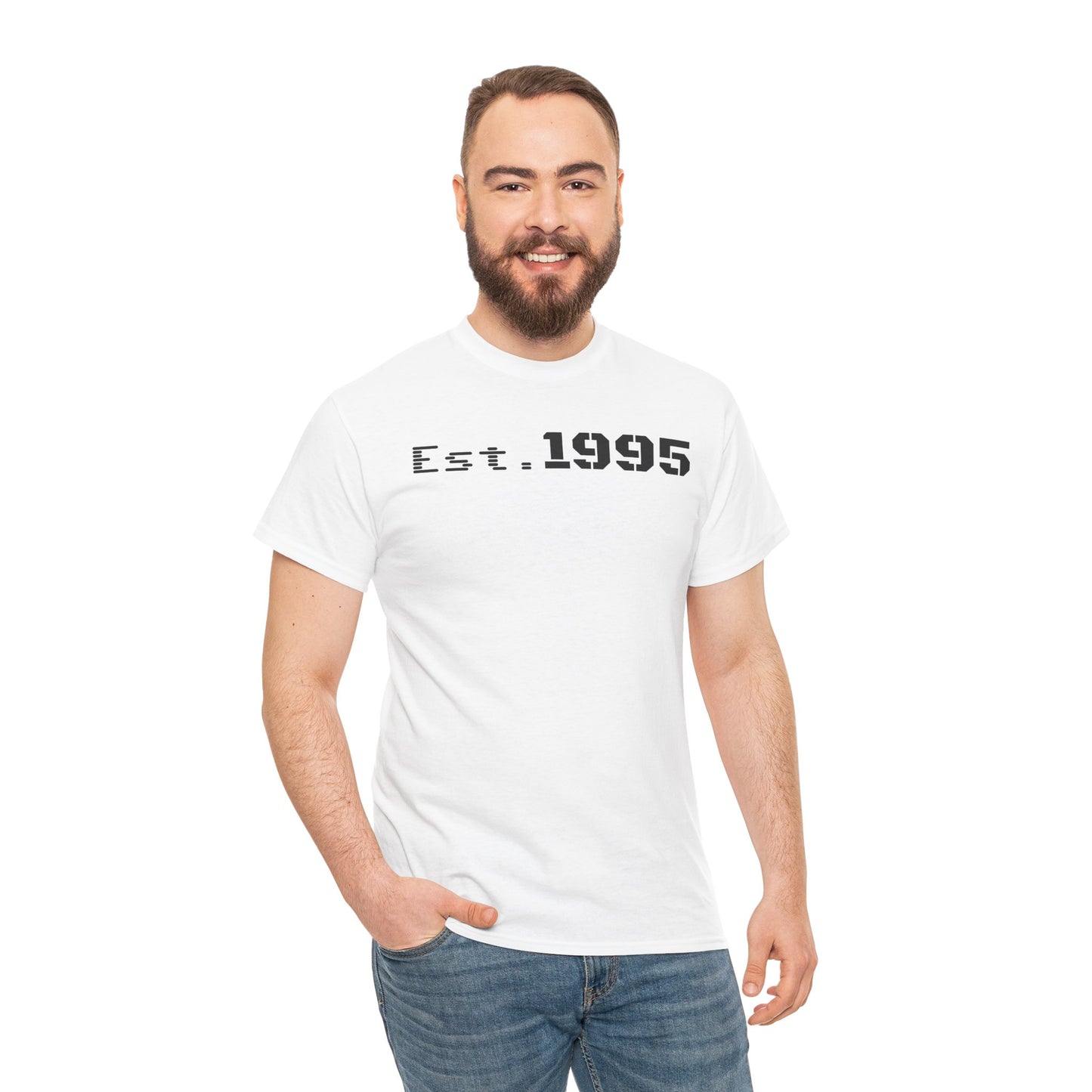 Unisex Heavy Cotton Tee - Est. 1995, Vintage Birthday Gift, Customizable Tee, Retro Unisex Shirt, Casual Everyday Wear