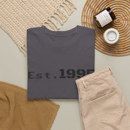 Vintage minimalist "Est. 1995" T-shirt by Printify, featuring a simple birthday design for 1995-born fans.