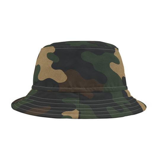 Camouflage Bucket Hat - Trendy AOP Headwear, Summer Fashion Accessory, Outdoor Adventure Cap, Unique Gift for Him/Her, Stylish Festival Hat - TRV